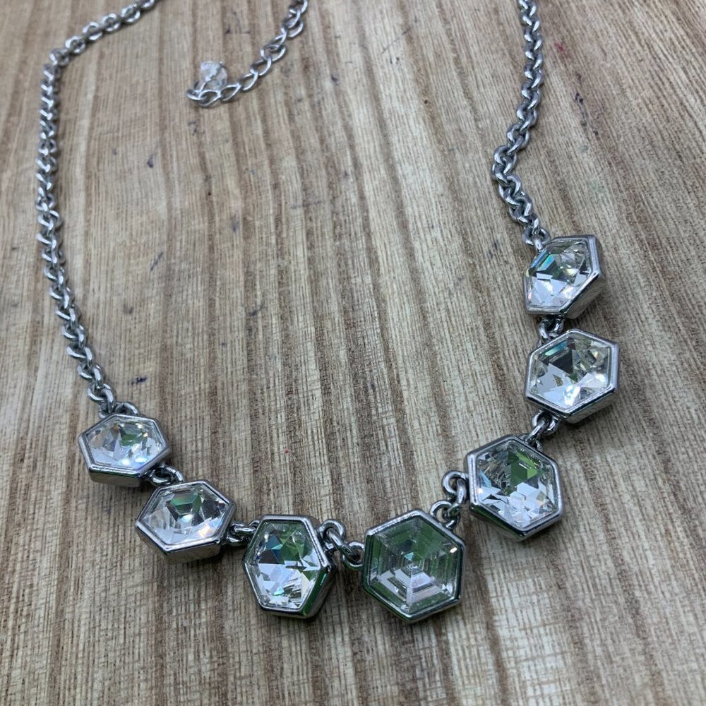 White House Black Market Facet Silver Tone Necklace